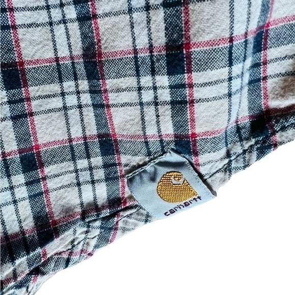Carhartt tan/blk/red‎ plaid short Sleeve men’s button-up 2front pocket M shirt - Picture 7 of 8